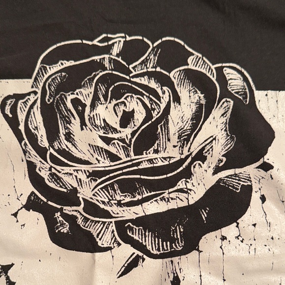 Black Long Sleeve Shirt with Rose Print - Picture 4 of 4